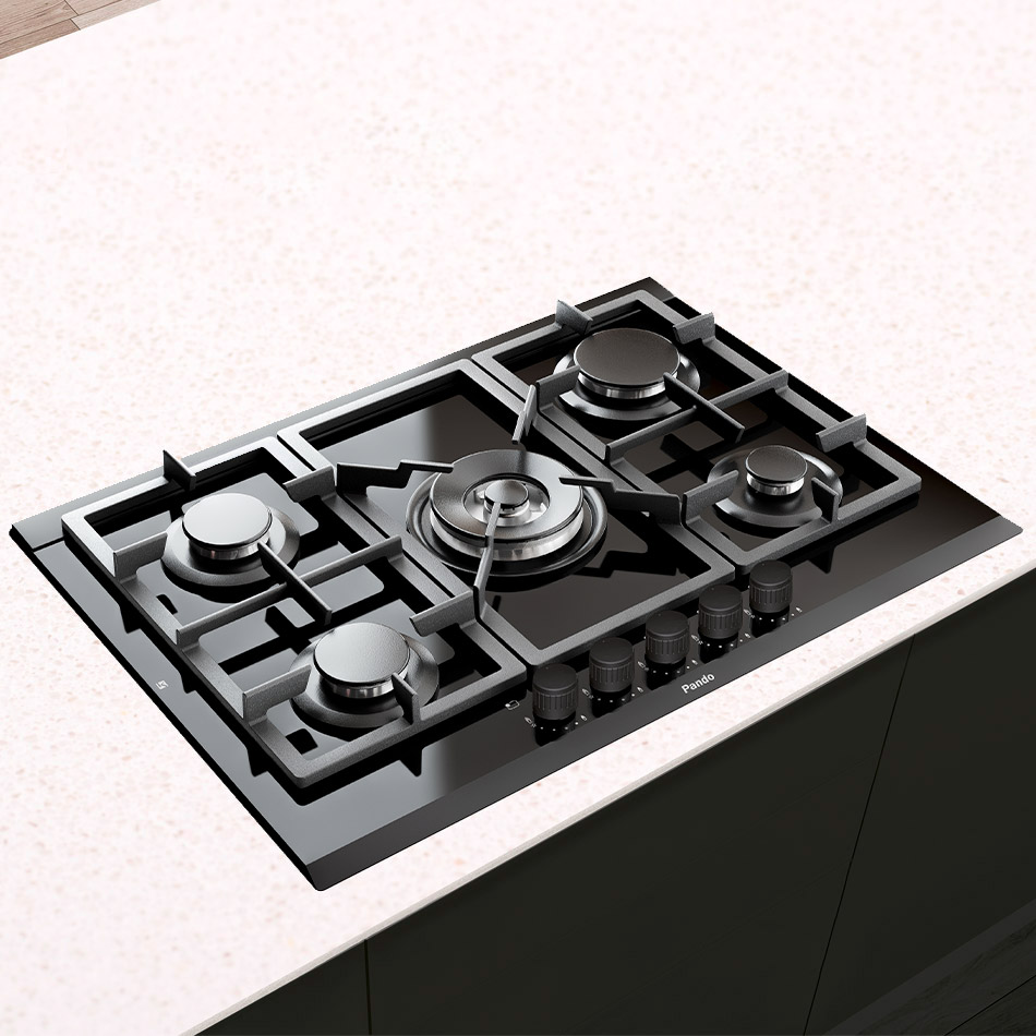 Pando-PLACA-PGA-4370-TOTAL-BLACK Electrodoméstico Pando. Placa de gas 70 cm con 5 fuegos